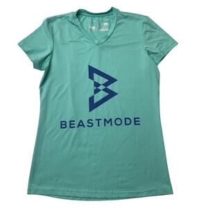 BeastMode Womens Small Turquoise Short Sleeve Dry Performance Workout Tee Shirt
